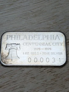 Philadelphia Centennial City Large Bell 1 oz 999 Silberbarren. #31 Very Low Serial - Bild 1 von 2