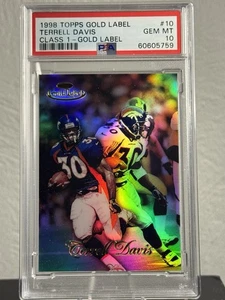 TERRELL DAVIS #10 🔥 PSA 10 CLASS 1 REFRACT 1998 TOPPS GOLD LABEL DENVER BRONCOS - Picture 1 of 9