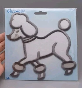Simplicity Pudel Applikation weiß & grau 6" x 6" Neu in Verpackung aufbügeln oder nähen - Bild 1 von 4