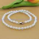 18" Fashion 6/8/10mm Faceted SriLanka White Moonstone Opal Round Gems Necklace
