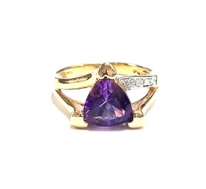 Wunderschöner 14k natürlicher Amethyst & Diamant Ring - Bild 1 von 10