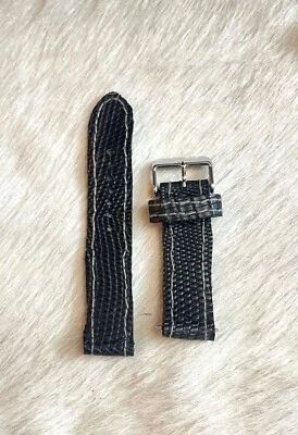 Pulseira de relógio feita à mão pele de lagarto fivela de aço inoxidável 20 mm couro de lagarto genuíno - Imagem 1 de 2