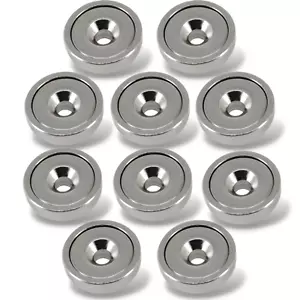 10x Neodym Magnete mit Loch Bohrung Senkung 16mm 6KG zum schrauben Scheibe Rund - Bild 1 von 6