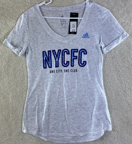 New York City FC MLS T Shirt Adidas New Size Small Gray T shirt womens Cover