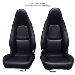 Mazda Miata Pair of Seat Covers (kit) 2001-2005 Standard Seats Black Leatherette - Picture 1 of 2