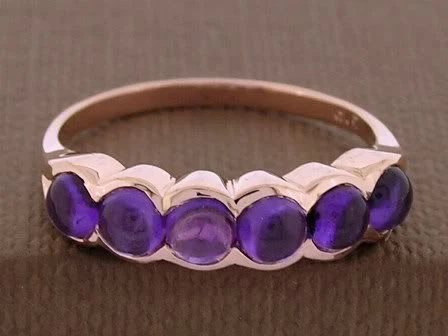 Anillo Aniversario Eternidad Cabujón Amatista NATURAL R075-9K Oro Rosa Talla L Foto 1 de 1