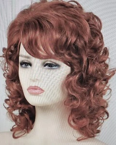 Natürliche flauschige lockige elegante Damen Hochtemperatur Faser Rose Netz Synthetik Perücke - Bild 1 von 4