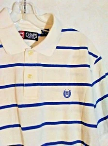 CHAPS Herren Poloshirt Blau Weiß Gestreift 100% Baumwolle Kurzarm Größe L - Bild 1 von 6
