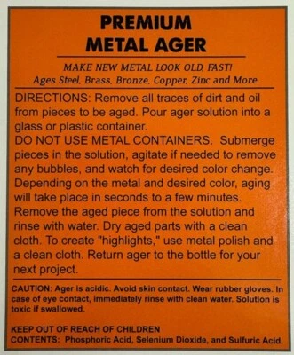 Metal Ager Darkening Solution antiguo vintage antiguo metal estaño acero cobre latón Foto 1 de 4