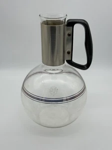 PYREX Glassware SILEX CO. Coffee Carafe Decanter Pitcher LRG-12 Gold Stripes - Picture 1 of 6