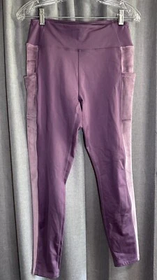 Victoria’s Secret PINK Active Mauve Ice Velour Side-Stripe Leggings, Size M - Image 1 of 4