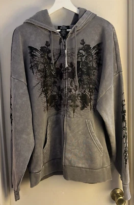 Hot Topic Skeleton Alternative Grunge Cremallera Completa Sudadera con Capucha NUEVA NUEVA CON ETIQUETAS Foto 1 de 4
