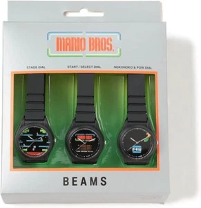 SEIKO ALBA BEAMS Nintendo Limited Mario Game Bros Watch Black Set of 3 Japan New - Picture 1 of 9