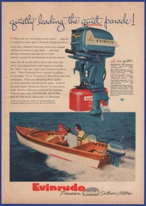 Motori fuoribordo gemelli vintage 1955 EVINRUDE Aquasonic anni '50 stampa annuncio - Foto 1 di 1