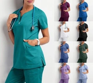 Damen Schlupfkasack Kasack Kurzarm Arbeitskleidung Damenkasack Pflege Top S-3XL - Bild 1 von 22