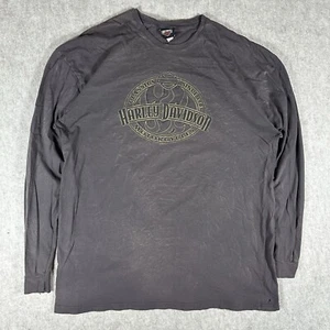 Camicia Henley manica lunga Harley Davidson vintage anni 90 1995 biker emblema 3D XXL - Foto 1 di 11