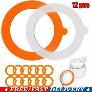 12 Pezzi Guarnizioni Barattolo Silicone Guarnizioni Ermetiche Anelli Ricambio Adatto Mason Canning - Foto 1 di 13