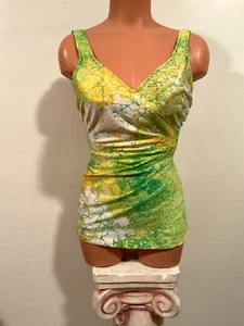 Swimsuit VTG Catalina 60s Luxurious Padded Cups Gathered Side Skirted Suit Sz 14 - Picture 1 of 24