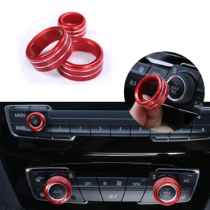 Red Aluminum Alloy Console AC CD knob Ring Trim For BMW X1 2016-2020 F48 3PCS - Picture 1 of 6