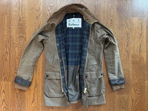 * BARBOUR WOMENS BEDALE SIZE 8/38/12 WAXED COTTON RAIN JACKET/COAT *RARE CLASSIC - Picture 1 of 11