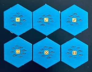 Catan Expansion Explorers & Pirates | All 6 Fish Shoal Hex Tiles | Game Pieces - Picture 1 of 3