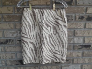 ANN TAYLOR LOFT gerader Rock hellbraun/hellbraun Tiermotiv Reißverschluss hinten PETITE - Bild 1 von 20
