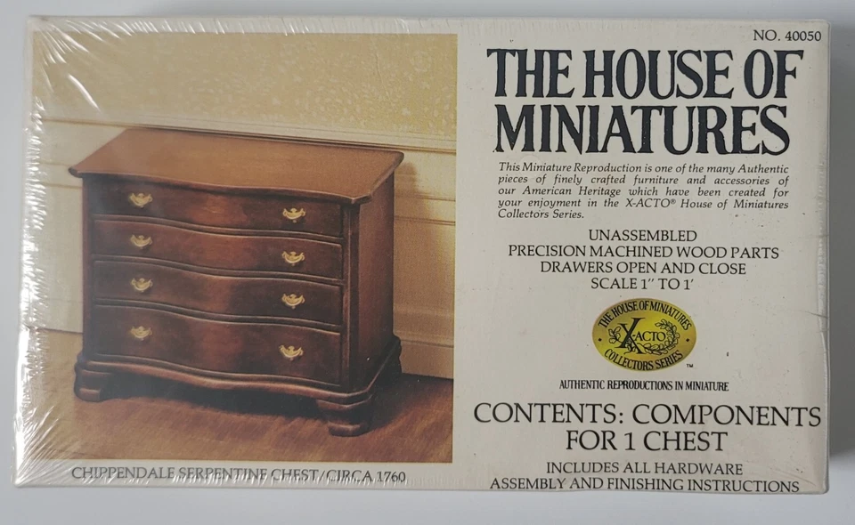 Vintage X-ACTO House of Miniatures 40050 Chippendale Serpentine Chest
