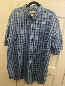 Wrangler Riata Mens Blue Plaid Striped Short Sleeve Button Up Shirt 2X XXL - Picture 1 of 10