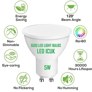 5/10X LED GU10 Light Bulbs 5W Warm/Daylight/Cool White Spotlight Bulb ♻️120° ECO - Picture 1 of 14