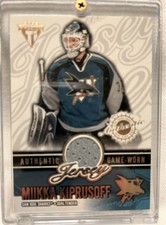 2002-03 Pacific Titanium Game Jersey Mikka Kiprusoff Sharks #61 1030/1203