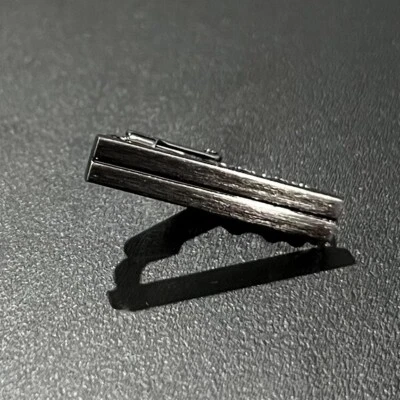 Clipe de gravata skinny Gunmetal escovado masculino aniversário casamento barra de gravata 1,20 pol. - Imagem 1 de 4