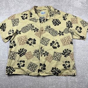 Vintage RJC Hawaiian Shirt Men 4XL XXXXL Beige Floral Short Sleeve Button Down