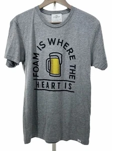 Kid Dangerous T Shirt Men Small Graphic Gray Beer Foam Is Where The Heart Is NEW - Picture 1 of 7