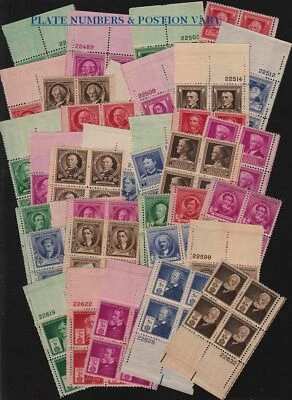 1940 Famous Americans Sc 859-93 MNH plate blocks set TYPICAL set of 35  - Image 1 of 2