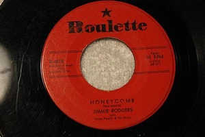 JIMMIE RODGERS 45rpm "Honeycomb" & "Their Hearts Were Full" Roulette Records - Picture 1 of 2