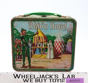 ROBIN HOOD grüne Metall Brotdose NUR 1956er Jahre Aladdin Ind. Vintage - Bild 1 von 7