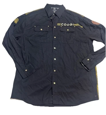 Camisa con botones COOGI Australia 2XL negra y dorada de manga larga para hombre Foto 1 de 4