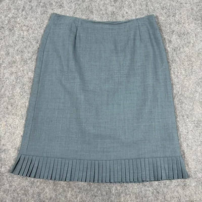 Falda inferior plisada con cremallera trasera Ann Taylor para mujer talla 8P verde azulado mezcla de lana Foto 1 de 4