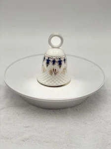 Harleigh China Fine Bone China Bell White with Gold and Blue Made in England - Picture 1 of 9