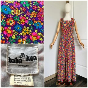 Vintage Baba Kea Honolulu Hawaii Psychedelisch Rindenstoff Maxikleid Blumen Mod XS/S? - Bild 1 von 22