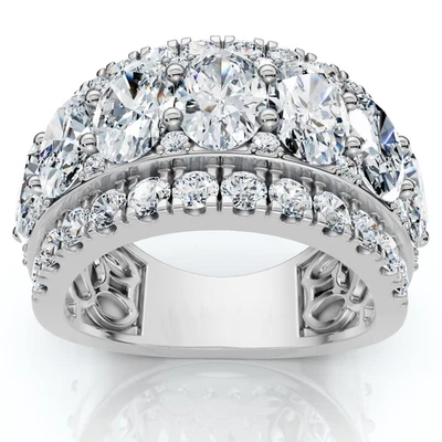 Anillo de aniversario ancho Vivant de diamantes ovalados de 4 1/5 quilates de oro de 14 k cultivado en laboratorio EF/VS Foto 1 de 4