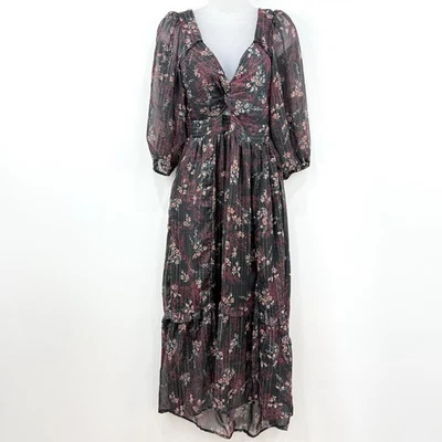 Angie Dress Womens S Floral Fairy Grunge Whimsigoth Dark Romantic Cut Out Midi - Image 1 of 4