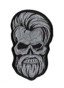 Skull Hipster Patch | Heavy Metal Punk Old Biker Gang Motorcycle Club Logo - Picture 1 of 1