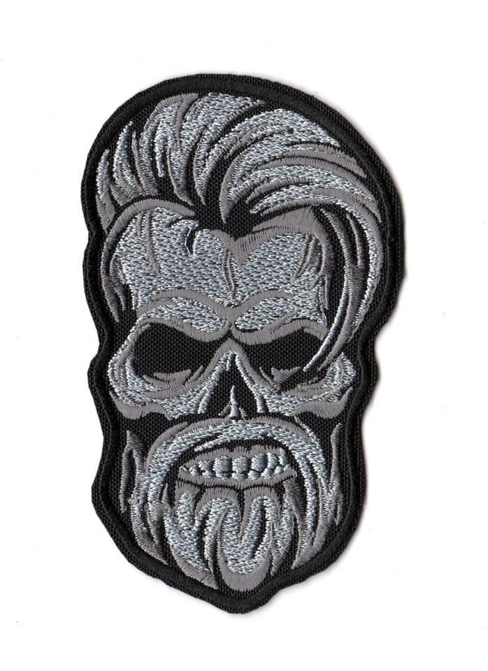Skull Hipster Patch | Heavy Metal Punk Old Biker Gang Motorcycle Club Logo - Image 1 of 1