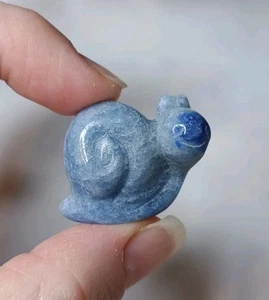 Stunning Blue Aventurine Crystal Polished Snail Mini Crystal Mineral Carving - Picture 1 of 3