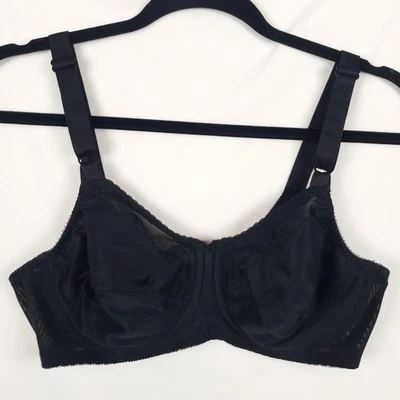Sujetador de soporte clásico vintage Bali Flower 34C cobertura completa minimizador Black Union Foto 1 de 4