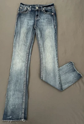 Grace In LA Boot Cut Jeans Easy Fit Womens 27 Embellished Thick Stitching Button - Image 1 of 4