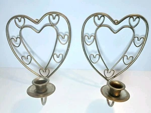 Applique da parete portacandele VINTAGE Home Interior Homco, 2 CUORE METALLO OTTONE - Foto 1 di 6