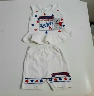 复古 Pep Club 洛杉矶道奇队 12 M 码女孩两件套装 — 第 1/4 张图片