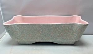 Vintage Shawnee Keramik MCM gesprenkelt Übertopf rosa blau pastell rechteckig #1016 - Bild 1 von 4